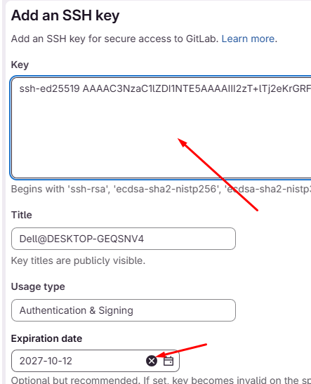 GitLab Paste SSH Key
